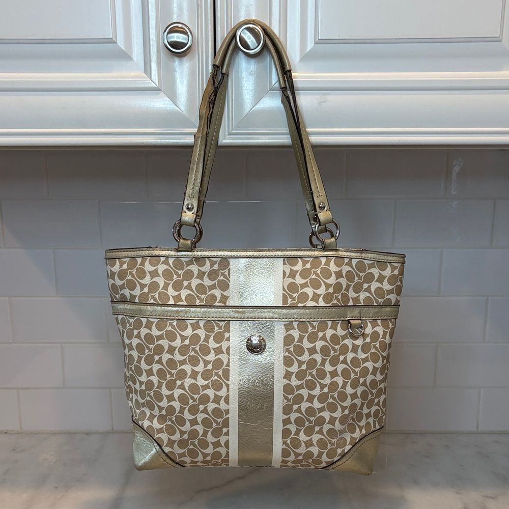 Coach Bag Purse Handbag Pocketbook Chelsea Heritage Signature Striped Tote Bag